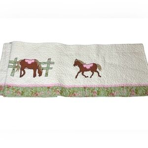 Quilted Cotton‎ Valance Horse Play Floral Girls Room Country Farmhouse 72" Long